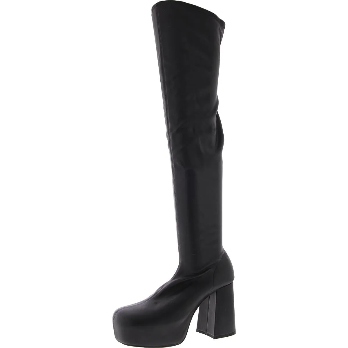 Joelle Womens Faux Leather Solid Knee-High Boots
