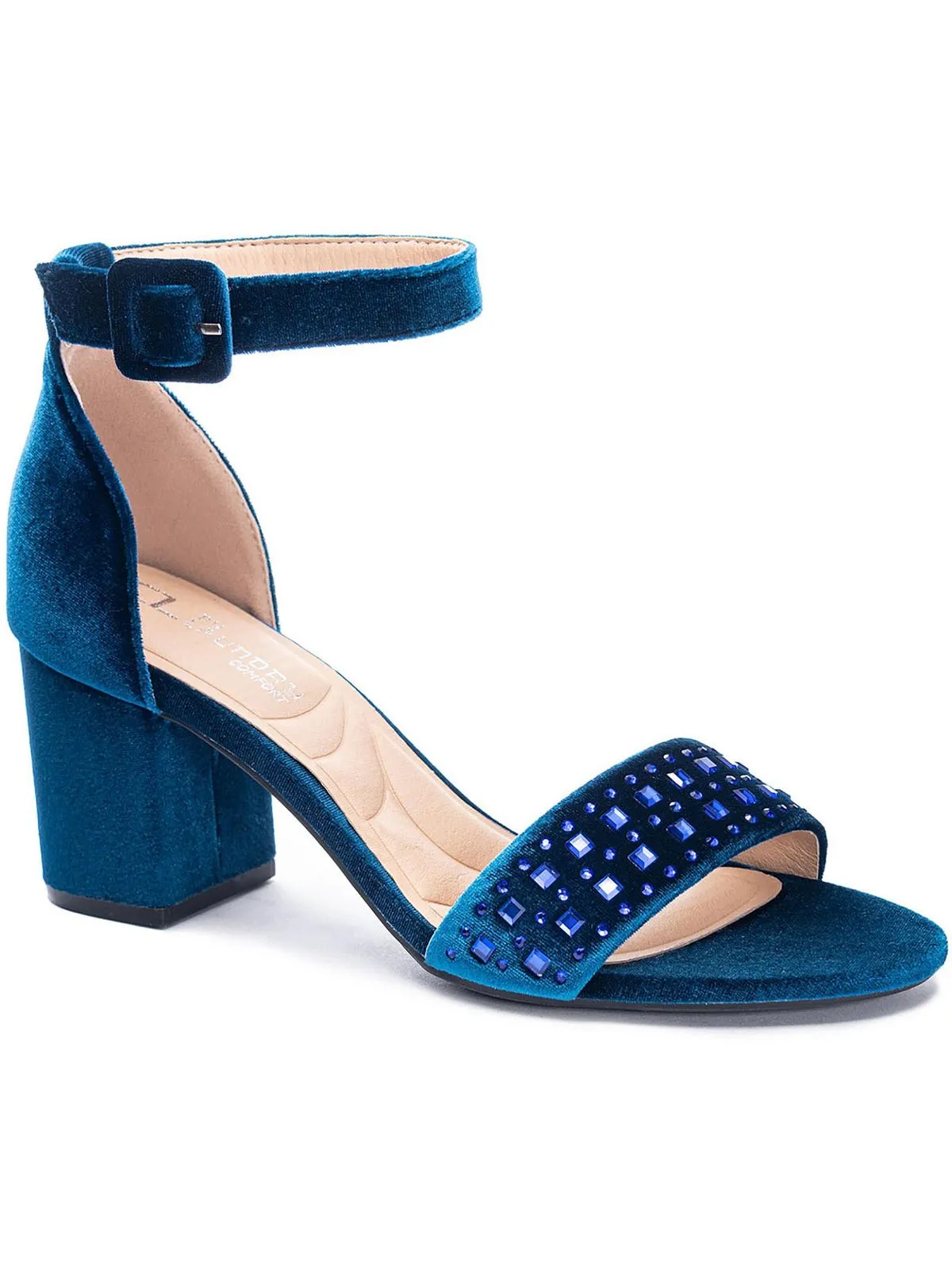 Josilin Womens Velvet Ankle Strap Block Heel