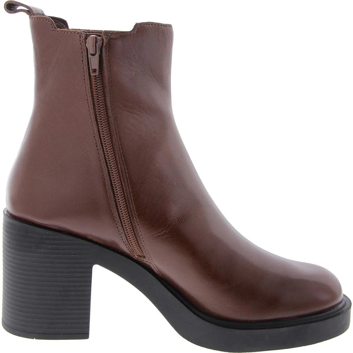 Kayden Womens Leather Block Heel Ankle Boots