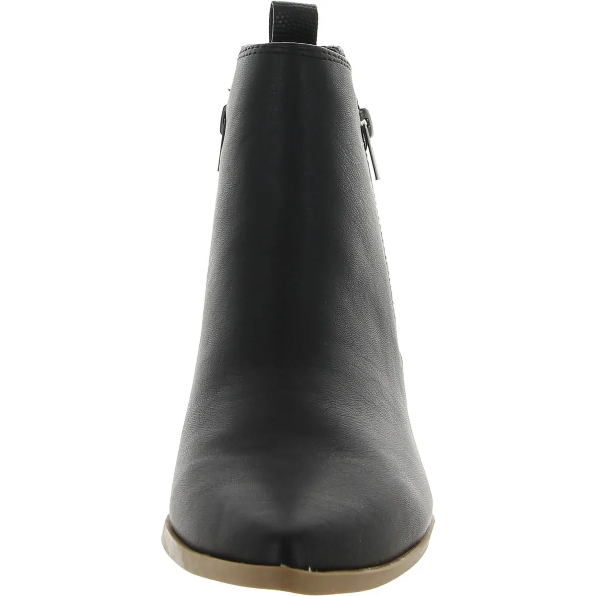KOOLEY Womens Leather Stacked Heel Ankle Boots