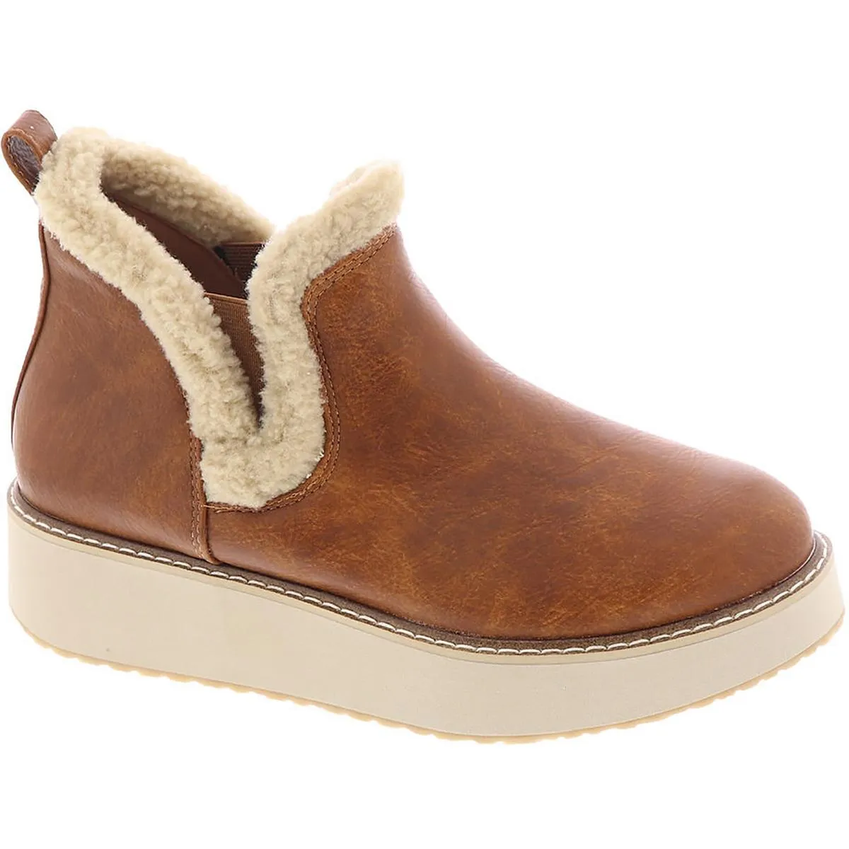 Korena  Womens Pull On Faux Leather Ankle Boots