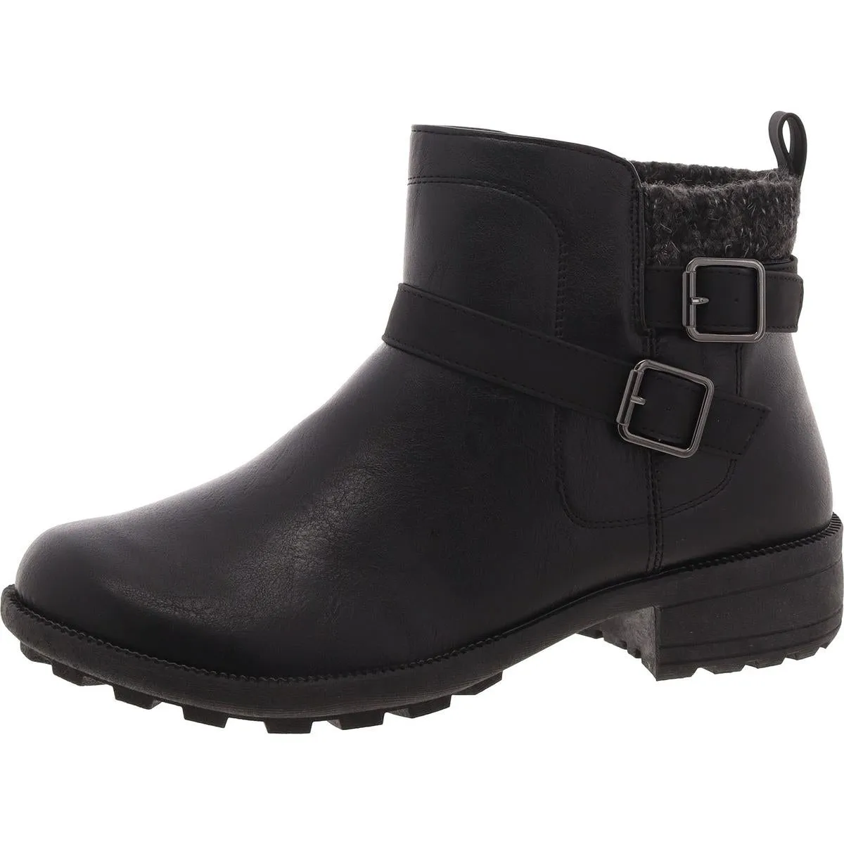 Kourt Womens Faux Leather Block Heel Ankle Boots