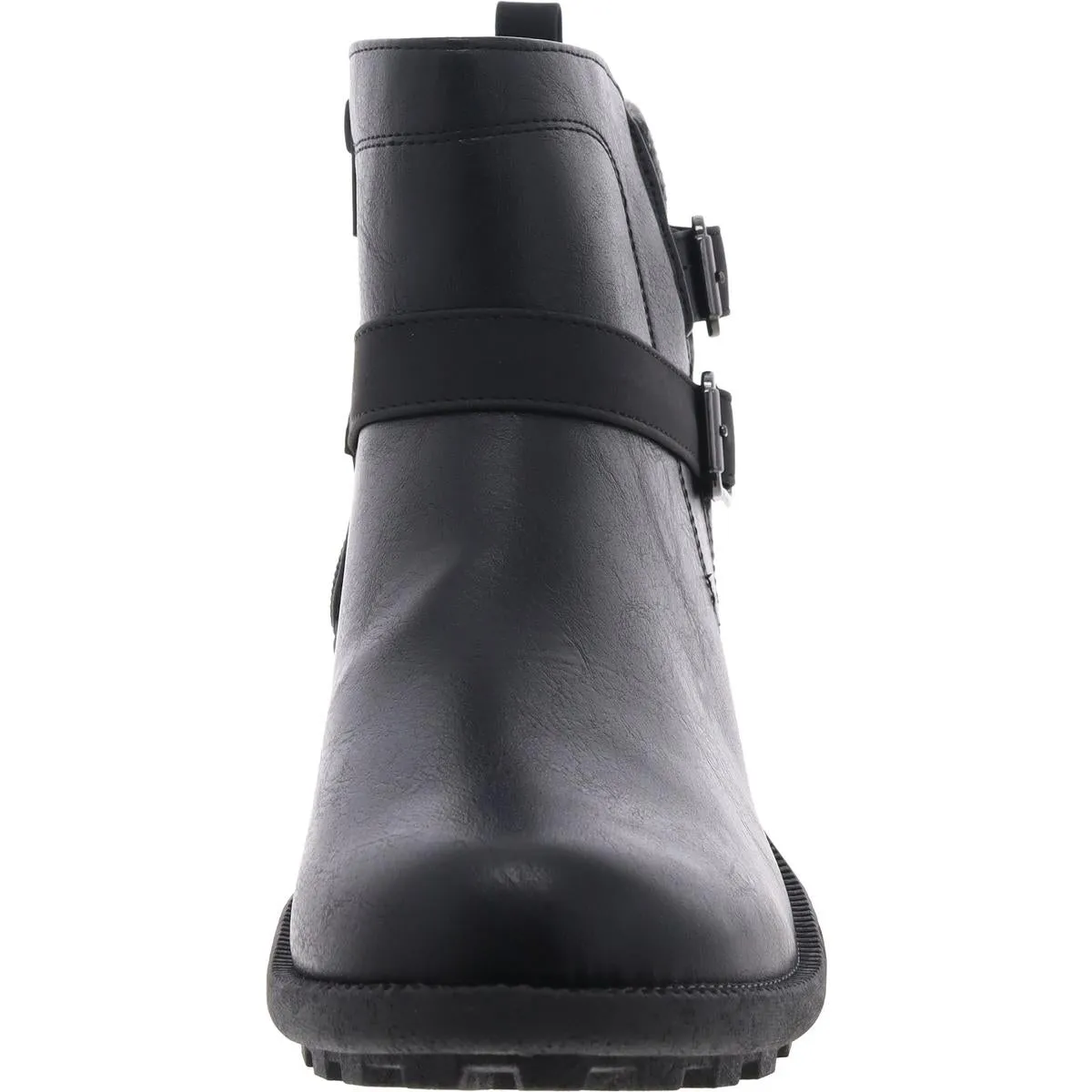 Kourt Womens Faux Leather Block Heel Ankle Boots