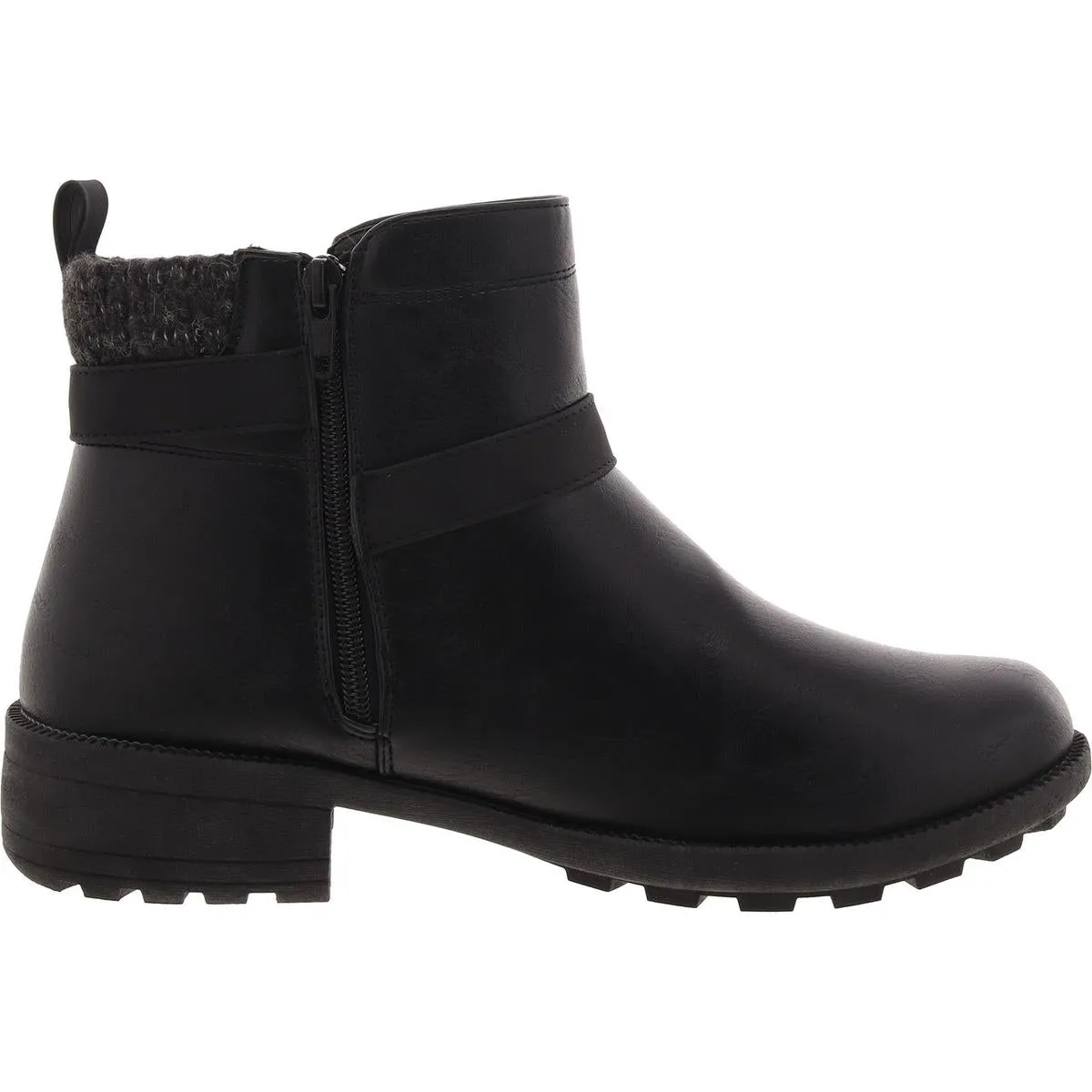 Kourt Womens Faux Leather Block Heel Ankle Boots