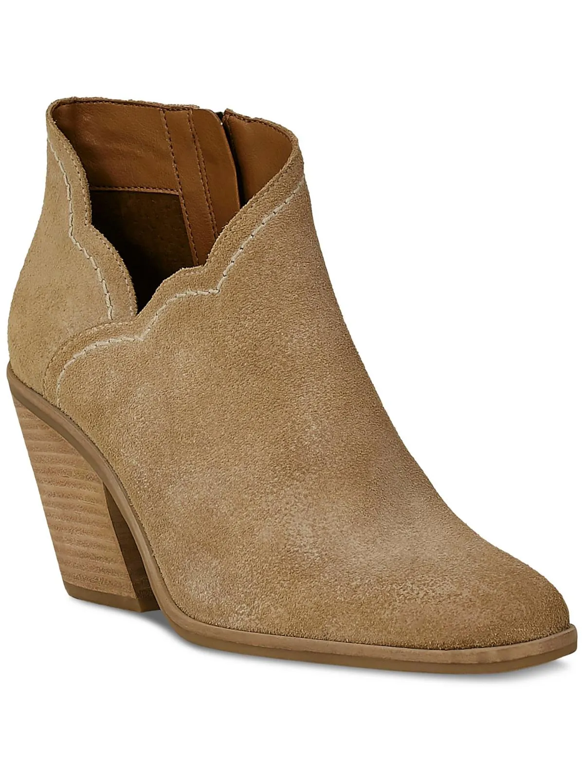 Lakelyy Womens Leather Stacked Heel Ankle Boots