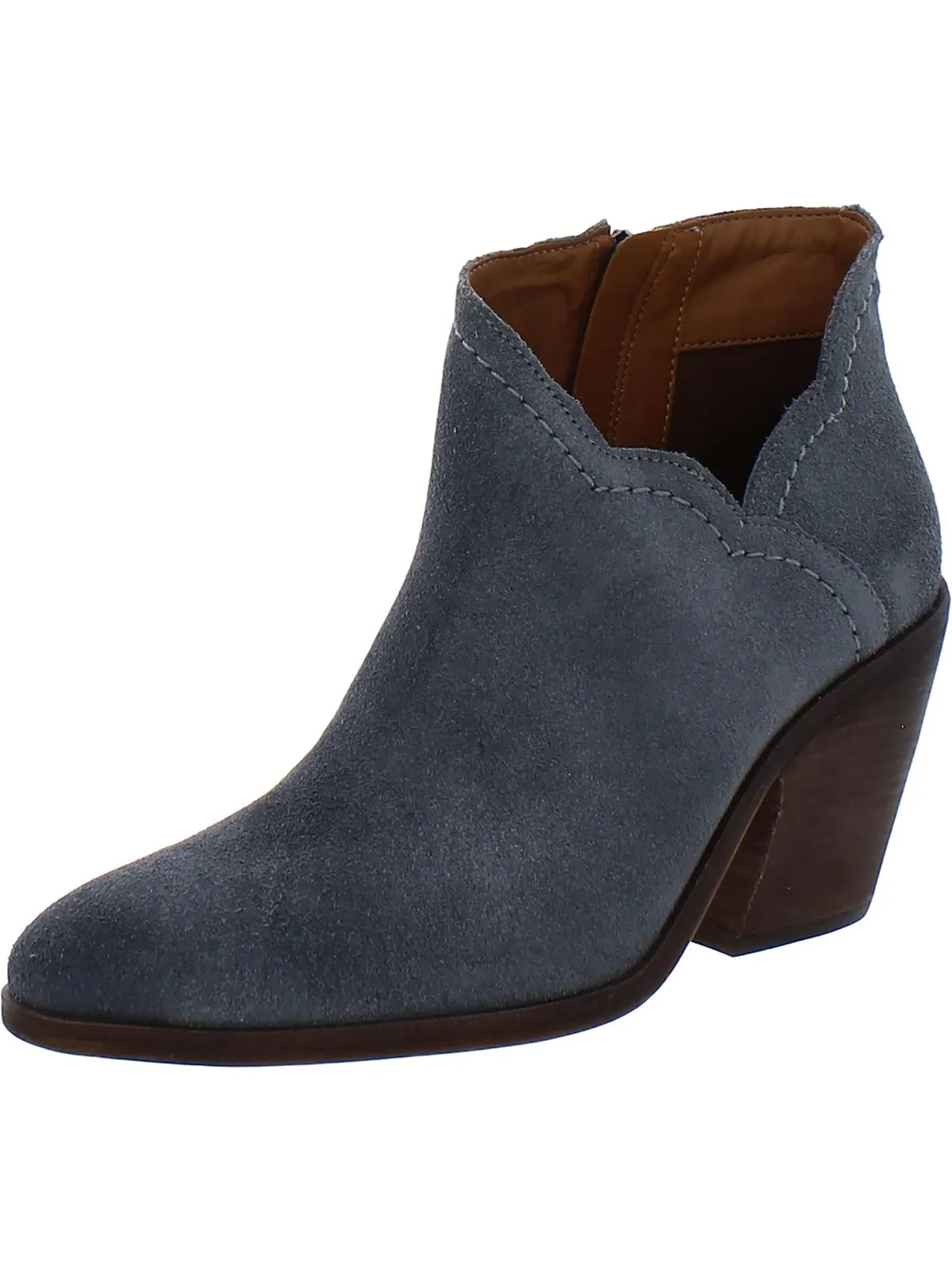 Lakelyy Womens Leather Stacked Heel Ankle Boots