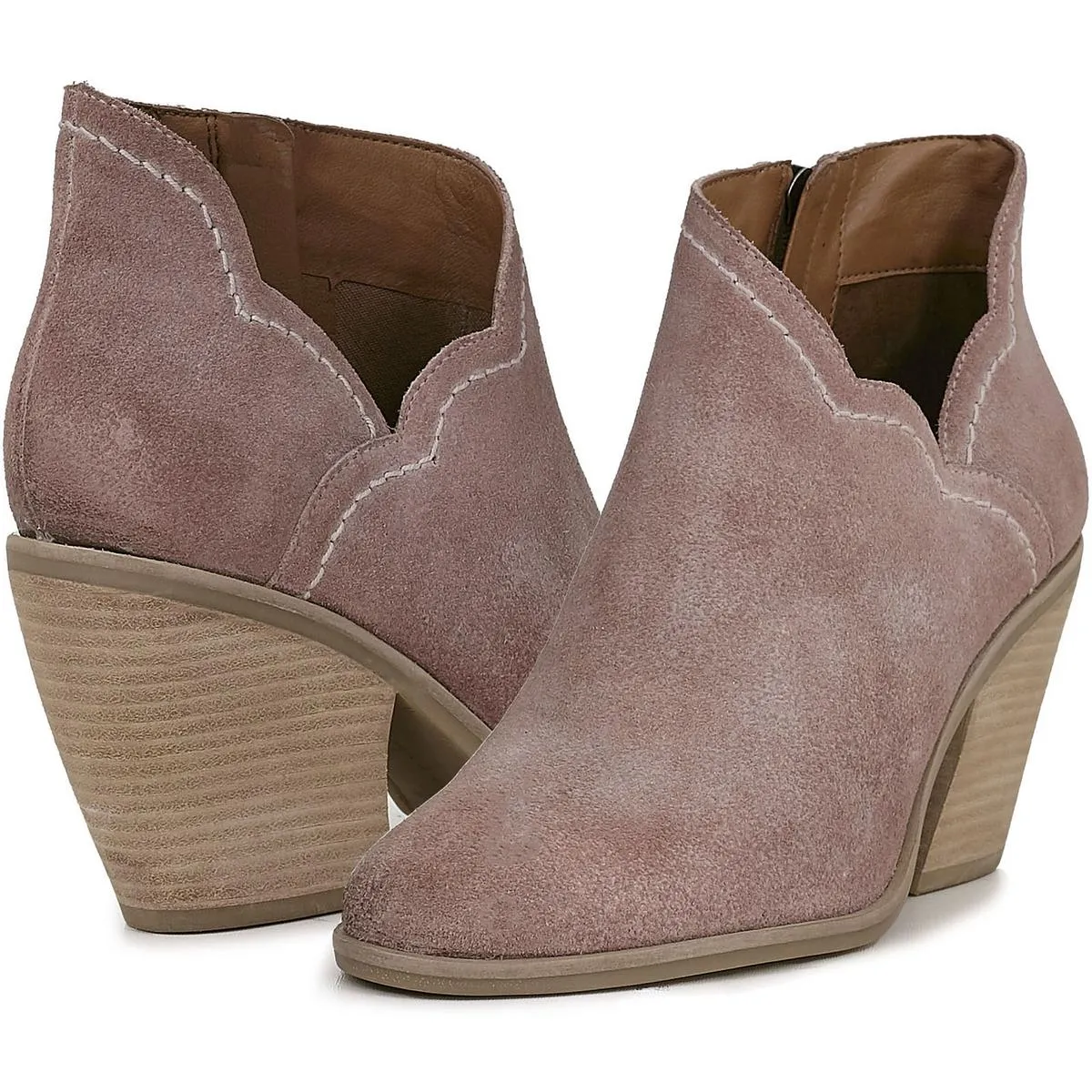 Lakelyy Womens Leather Stacked Heel Ankle Boots