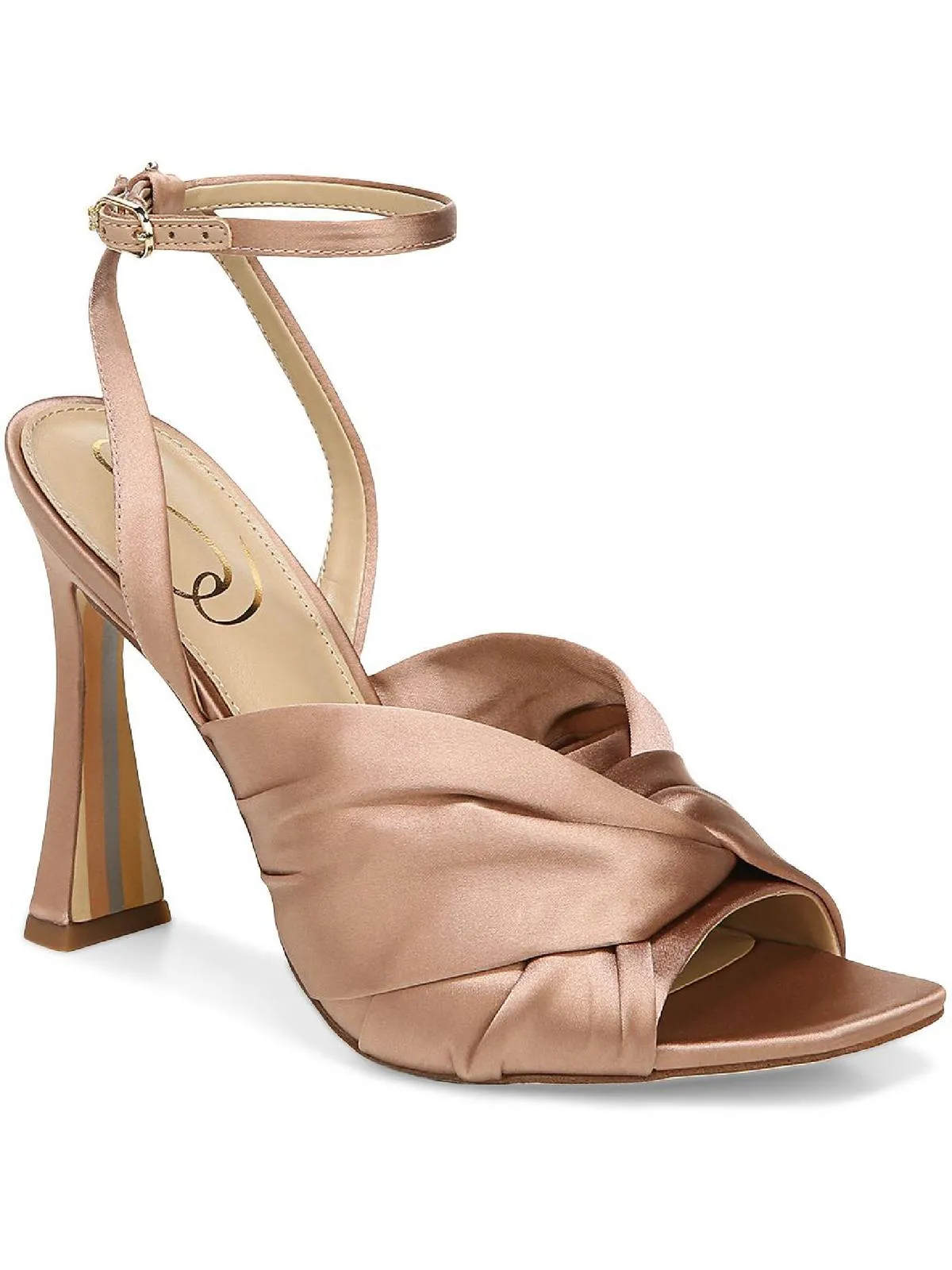 Lavendar Womens Knot-Front Ankle Strap Heels