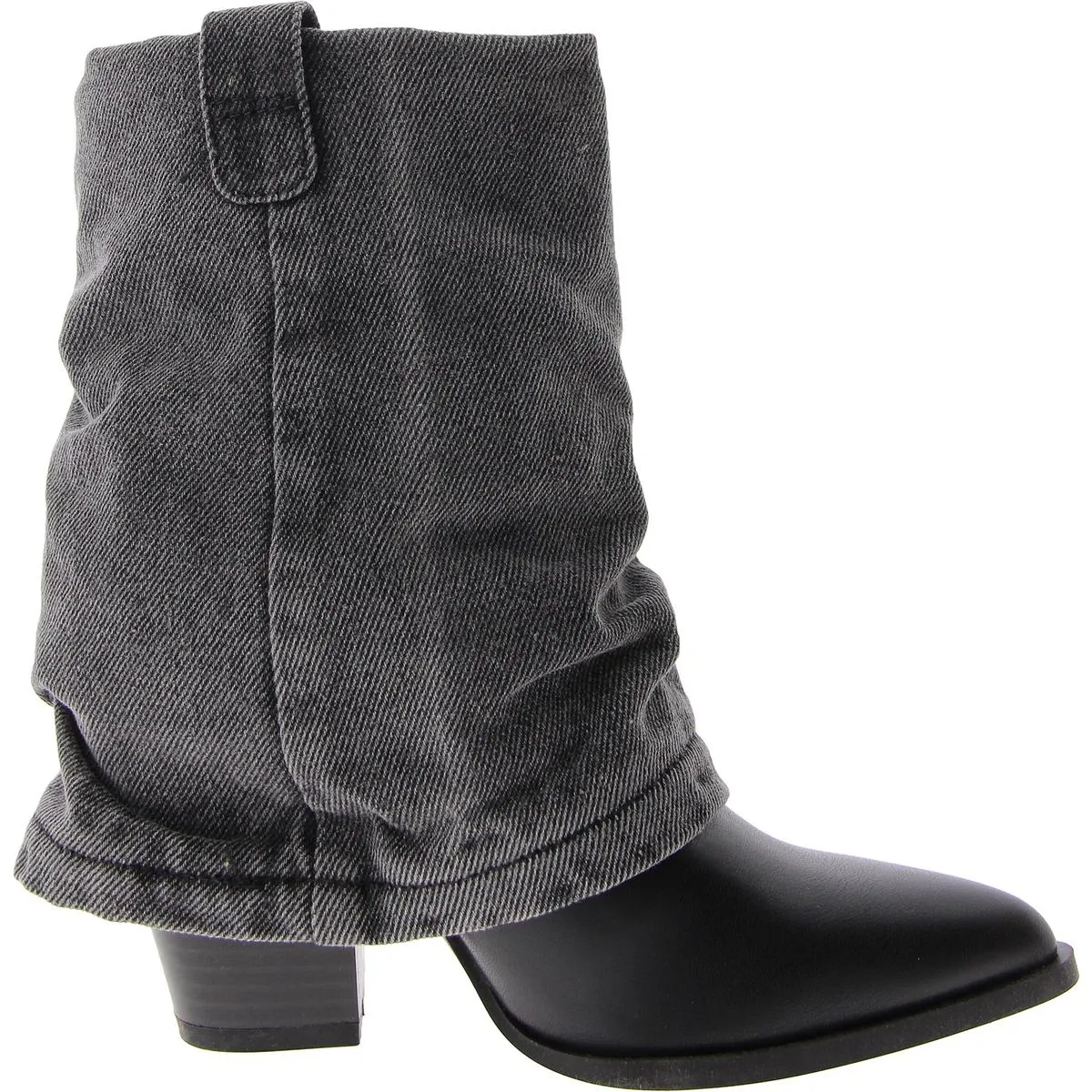 Lavish Womens Denim Block Heel Ankle Boots