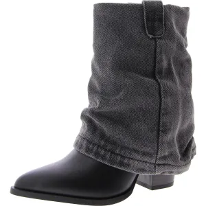 Lavish Womens Denim Block Heel Ankle Boots