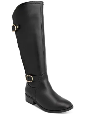 Leandraa Womens Faux Leather Riding Boots Knee-High Boots