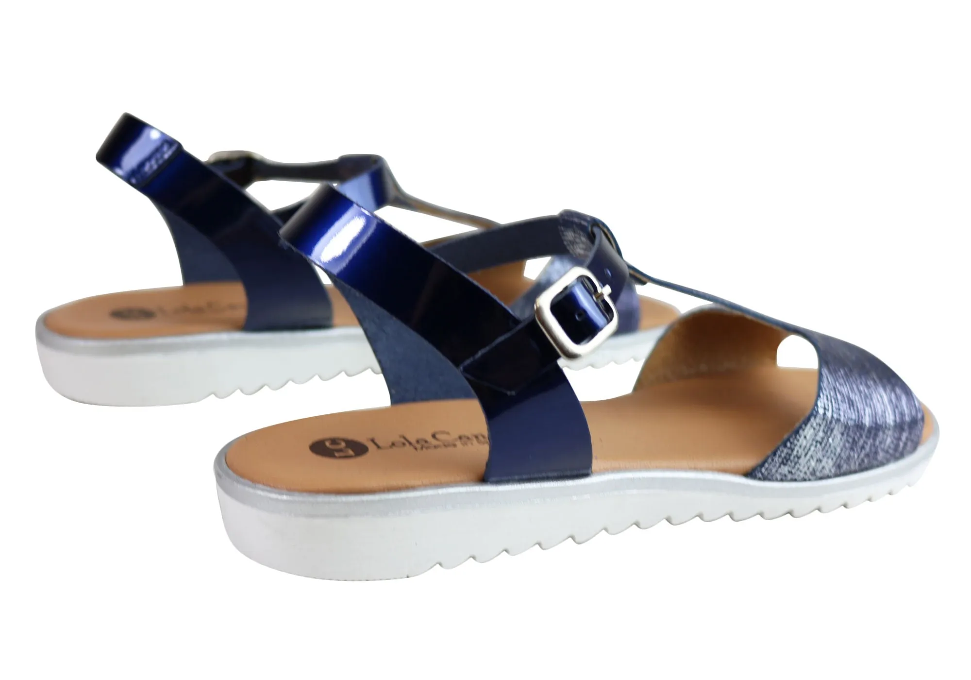 Lola Canales Ola Womens Comfortable Flat Leather Sandals Made In Spain Lola Canales Shoes