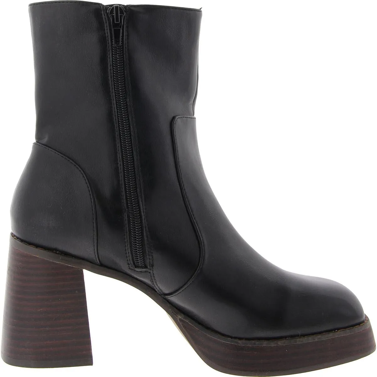 Loyal Womens Faux Leather Solid Mid-Calf Boots