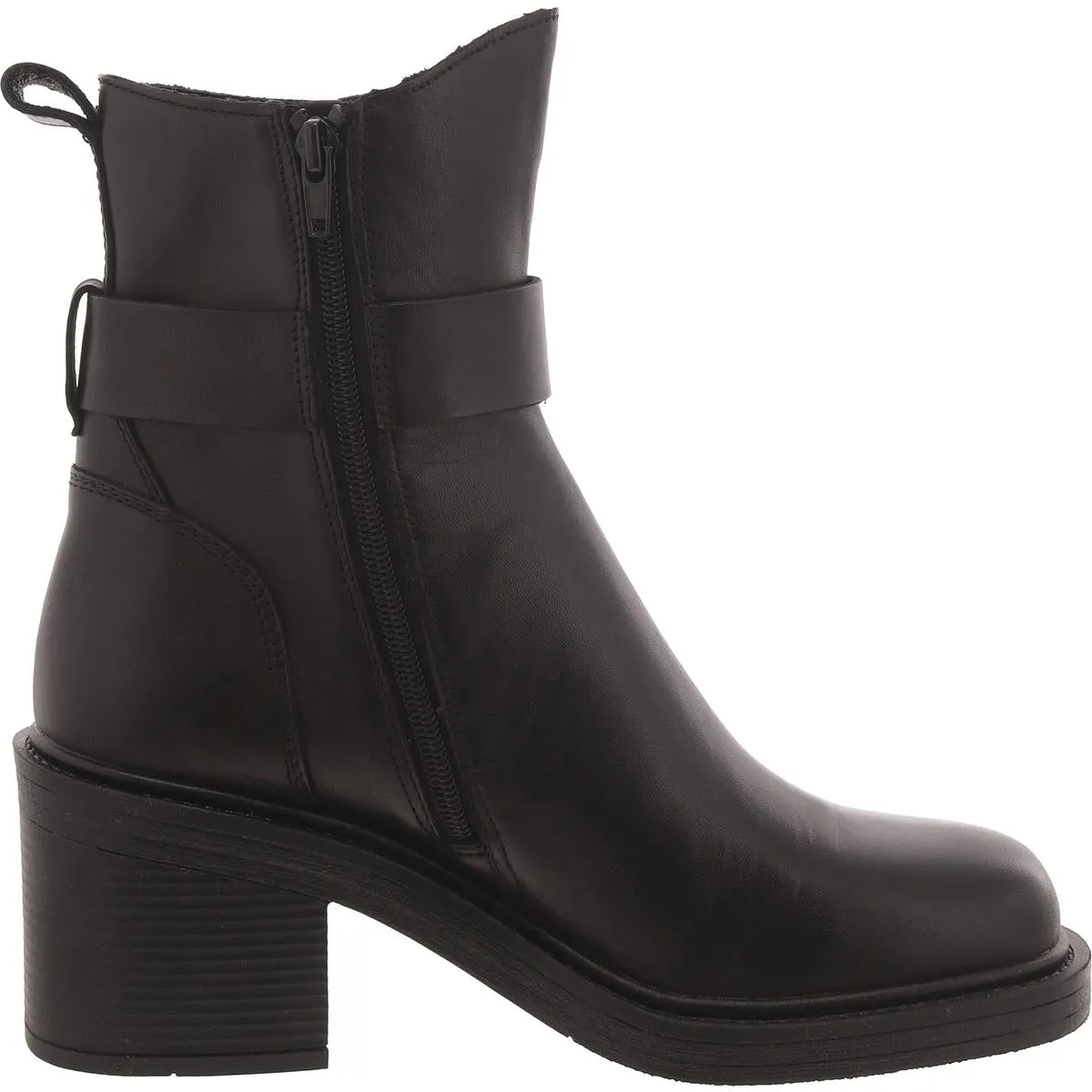 Lutz Womens Leather Stacked Heel Ankle Boots