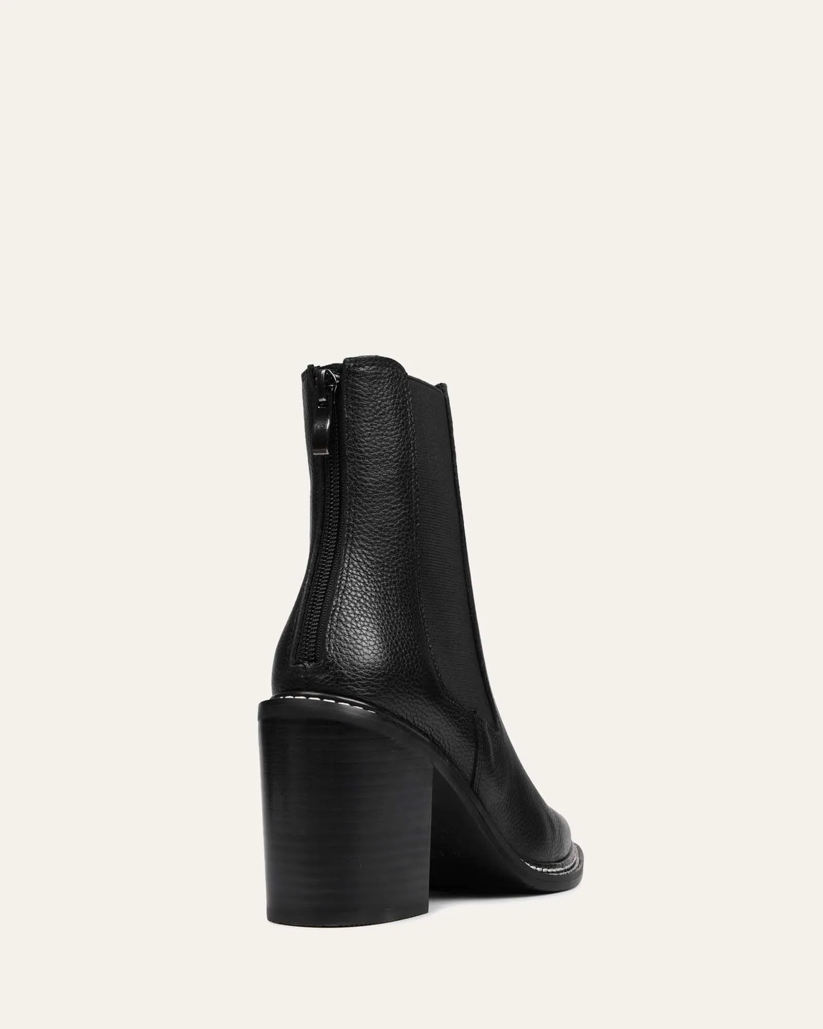 LUXE HIGH ANKLE BOOTS BLACK LEATHER