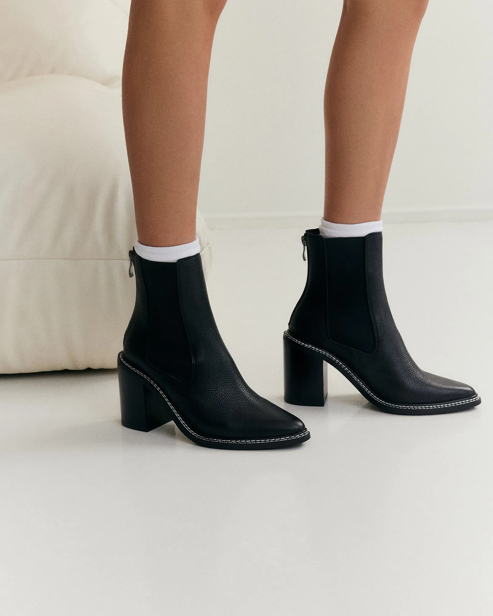 LUXE HIGH ANKLE BOOTS BLACK LEATHER
