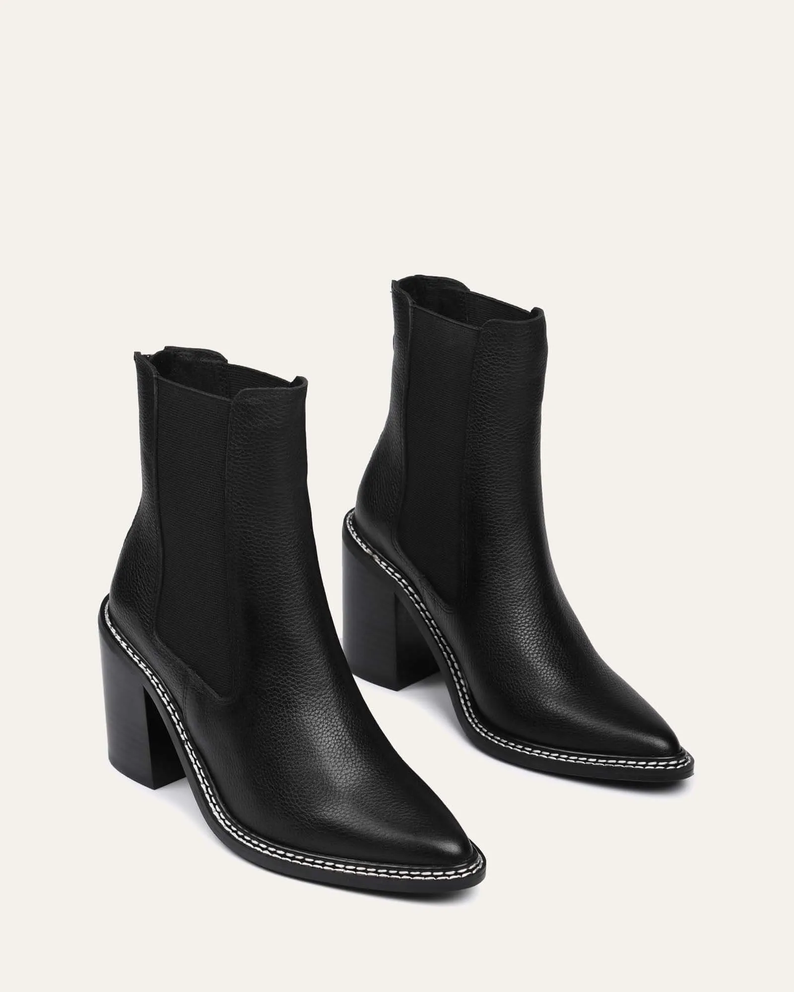 LUXE HIGH ANKLE BOOTS BLACK LEATHER