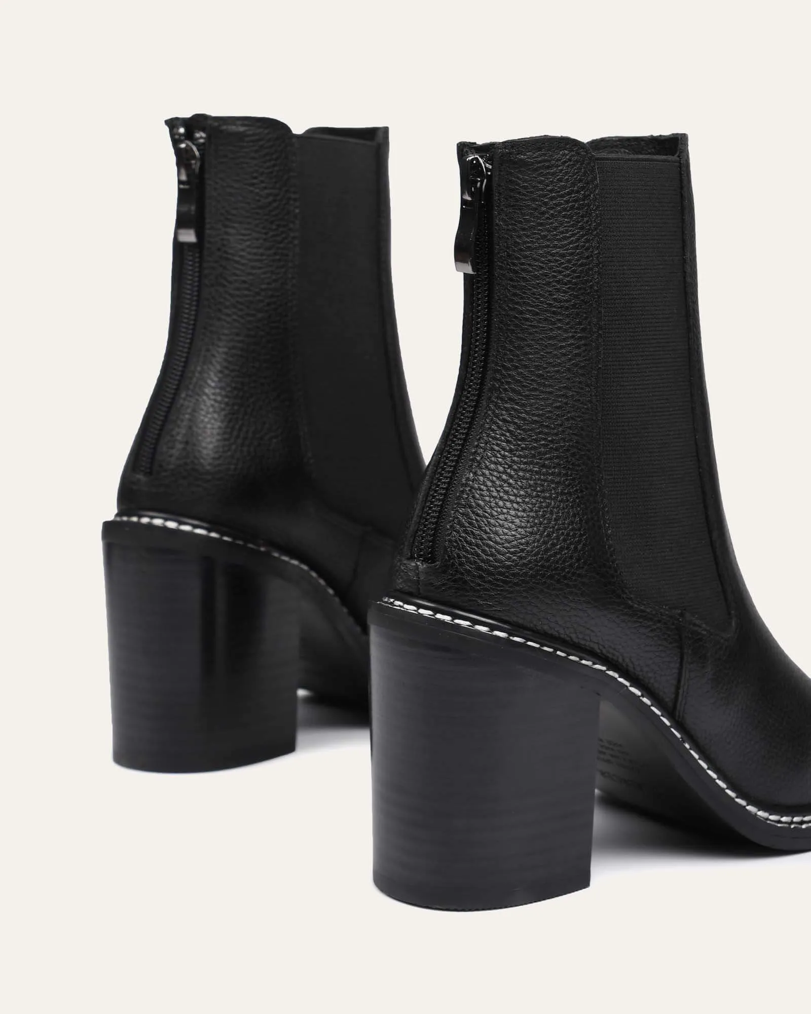 LUXE HIGH ANKLE BOOTS BLACK LEATHER