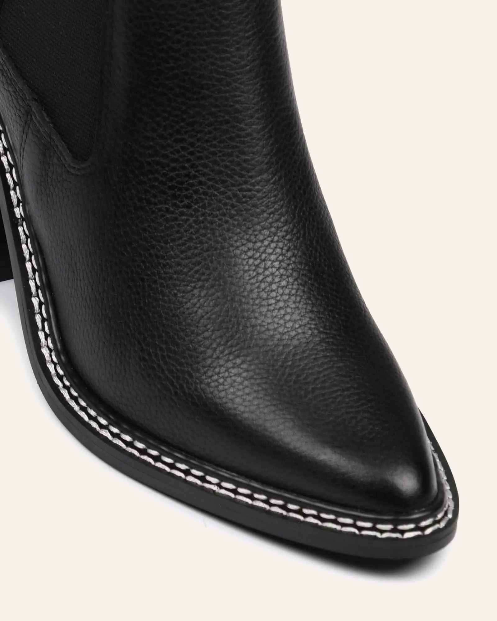 LUXE HIGH ANKLE BOOTS BLACK LEATHER