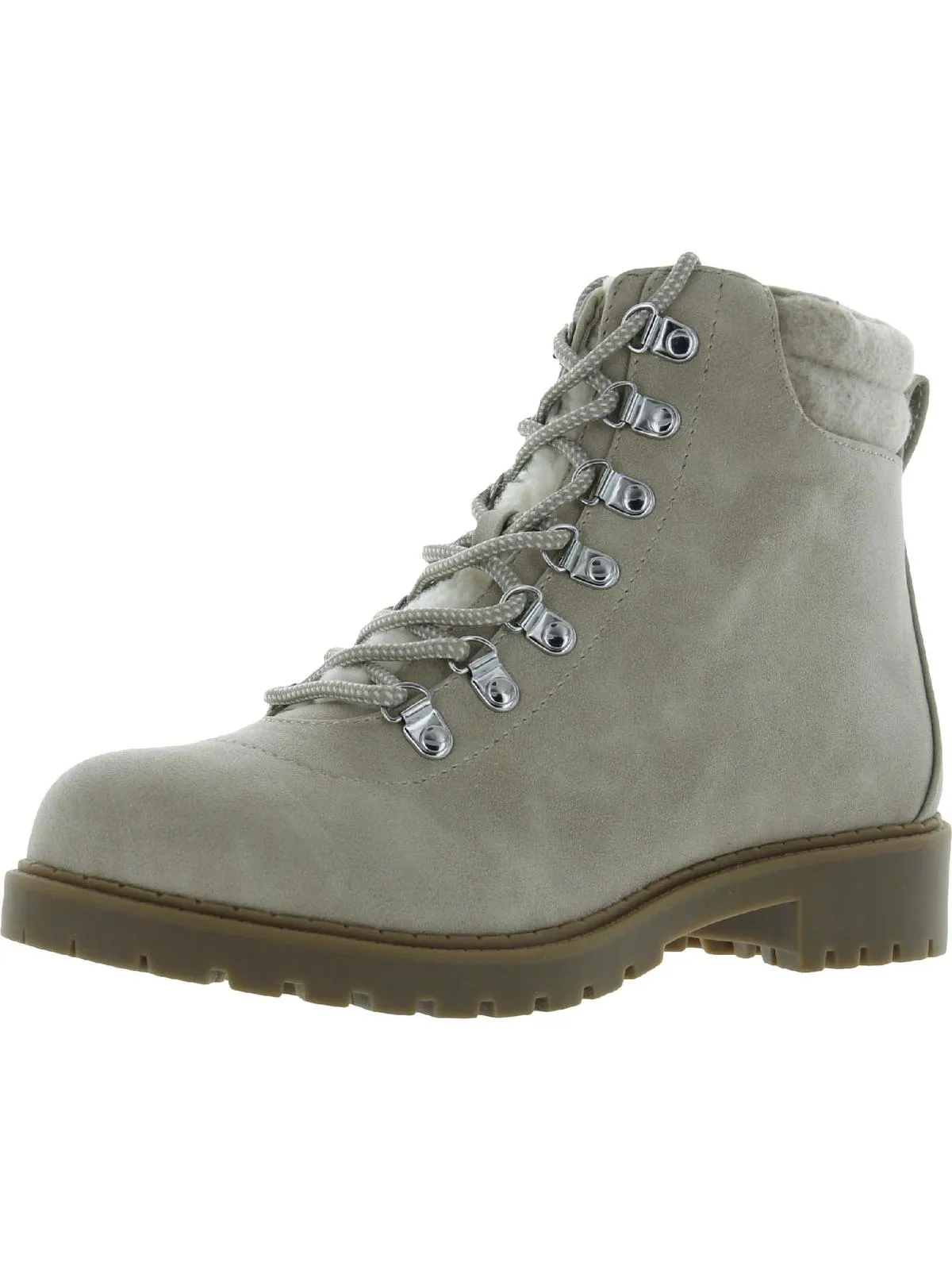 Maariah Womens Faux Leather Lace Up Ankle Boots
