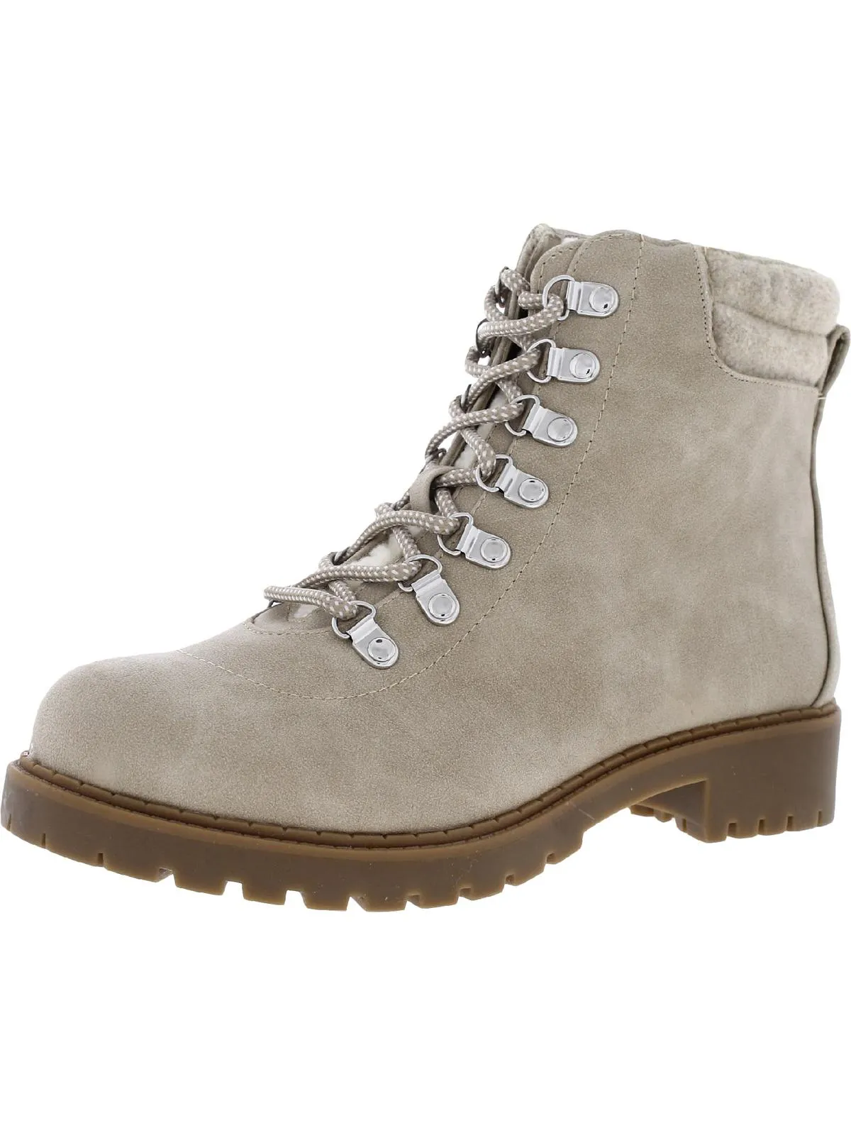 Maariah Womens Faux Leather Lace Up Ankle Boots