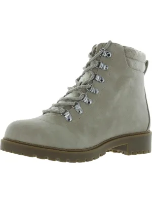 Maariah Womens Faux Leather Lace Up Ankle Boots