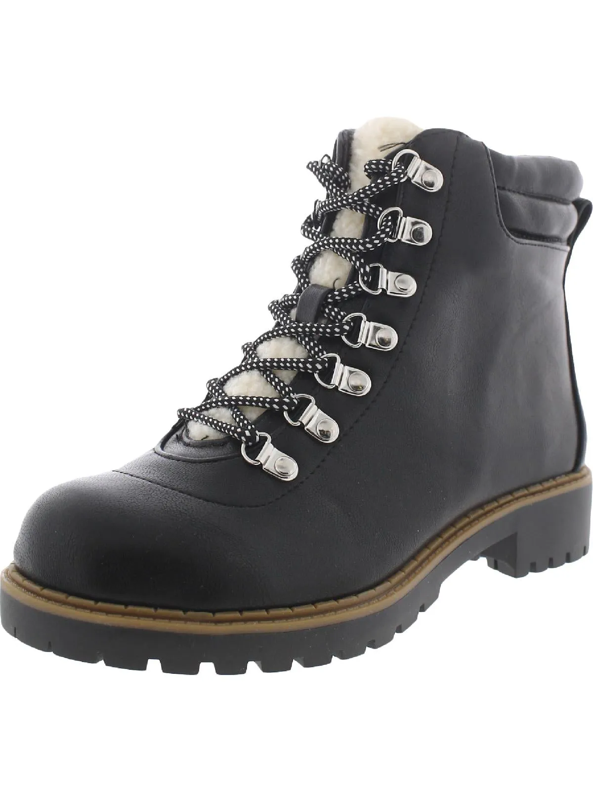 Maariah Womens Faux Leather Lace Up Ankle Boots