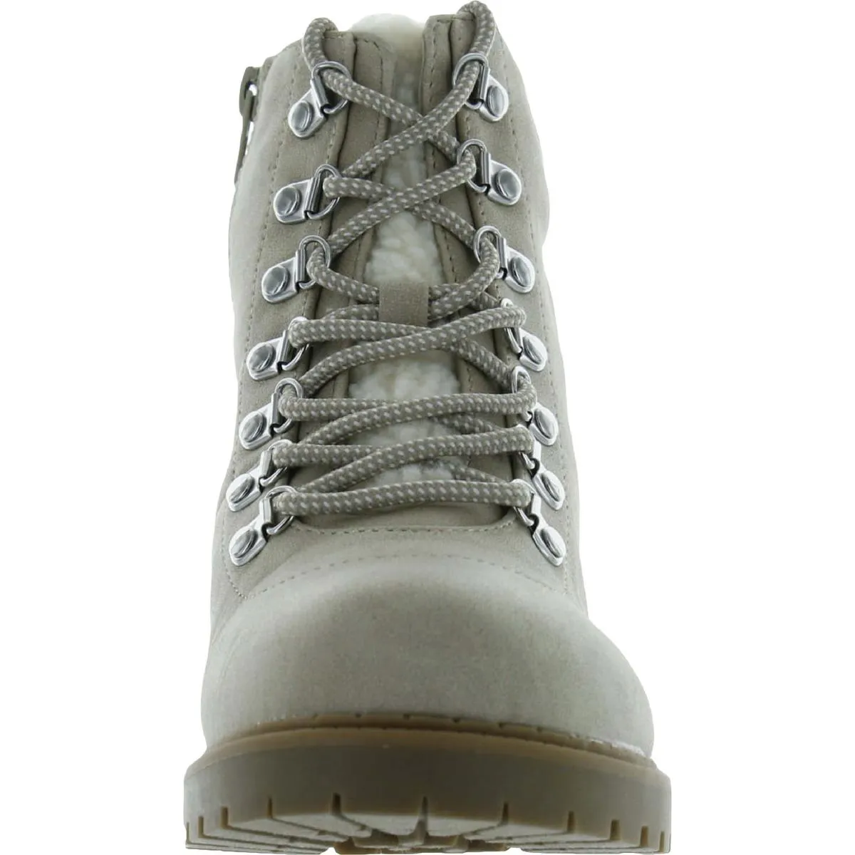 Maariah Womens Faux Leather Lace Up Ankle Boots