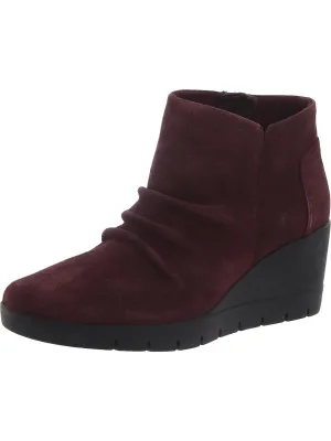 Madera Way Womens Suede Gathered Ankle Boots