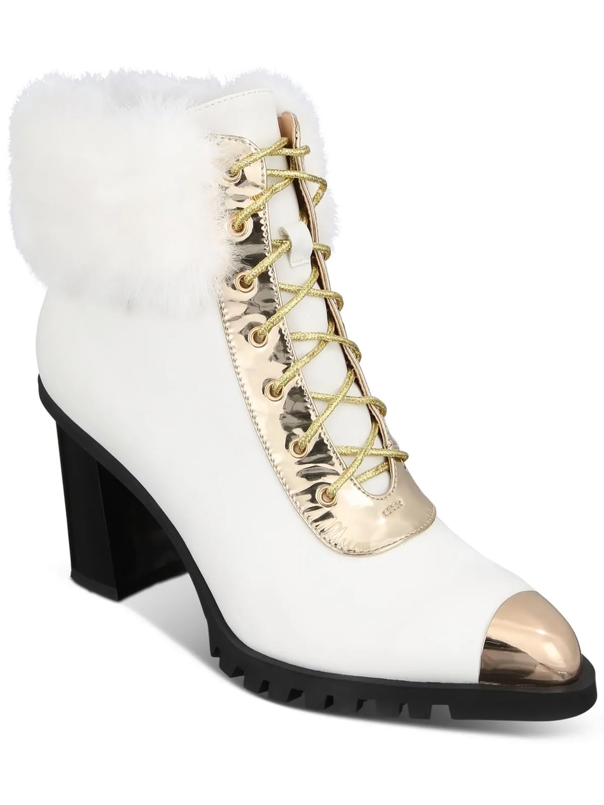 Maliyana Womens Faux Leather Block Heel Ankle Boots