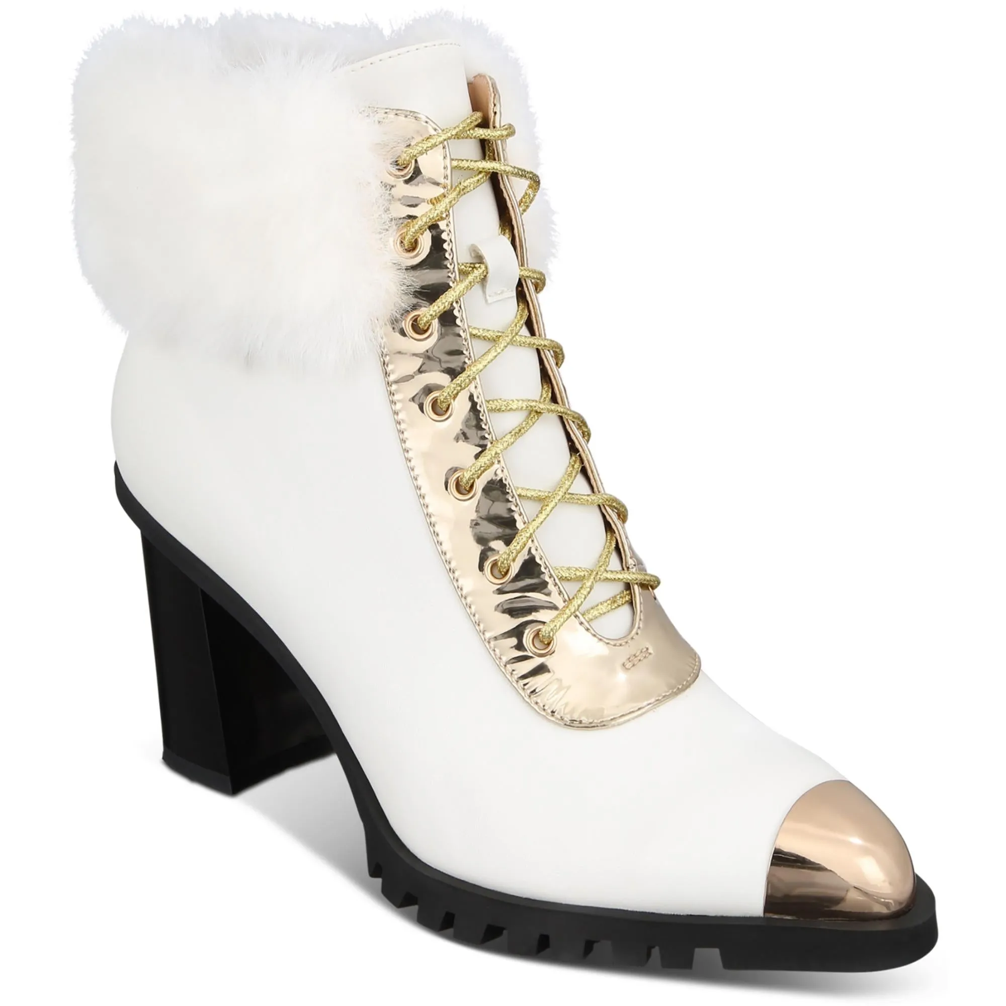 Maliyana Womens Faux Leather Block Heel Ankle Boots