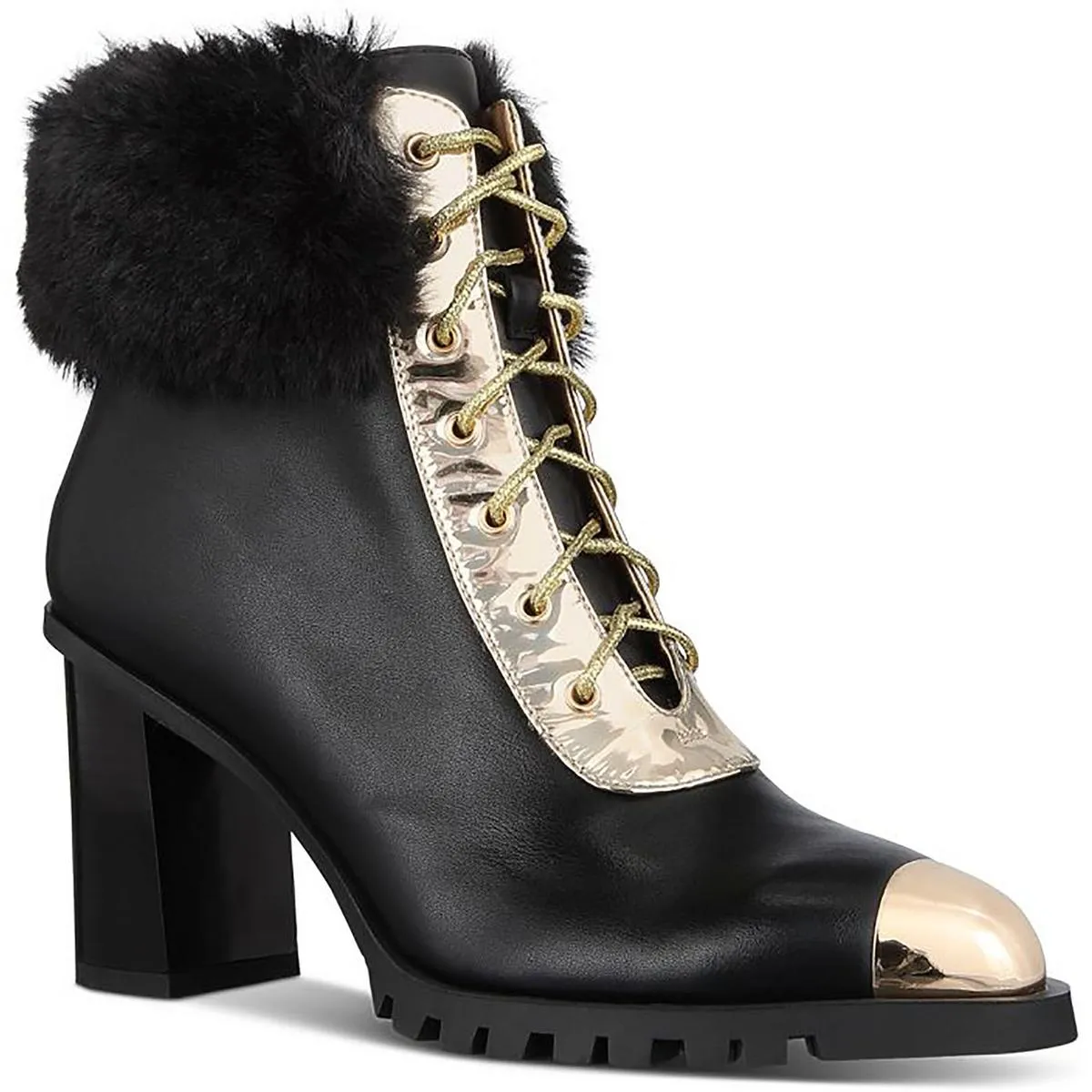 Maliyana Womens Faux Leather Block Heel Ankle Boots