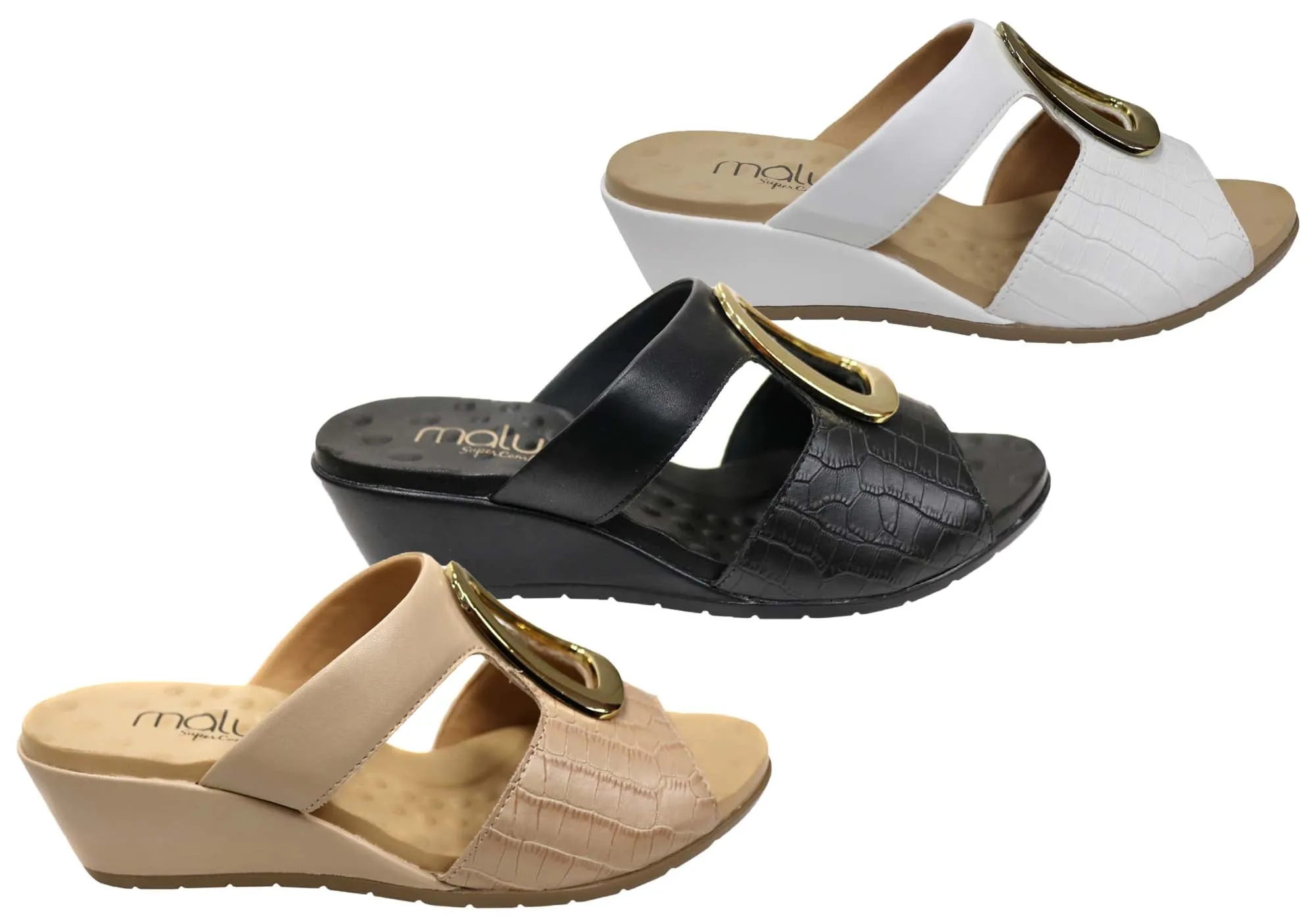 Malu Supercomfort Amosar Womens Comfort Wedge Slides Made In Brazil Malu Supercomfort Shoes
