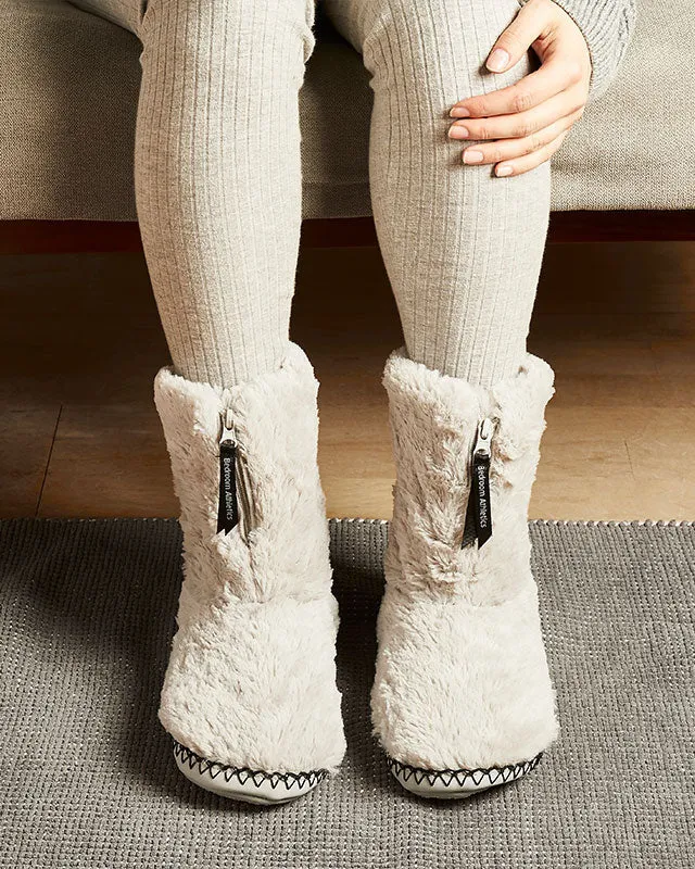 Monroe Faux Fur Slipper Boots in Trace Grey & Charcoal