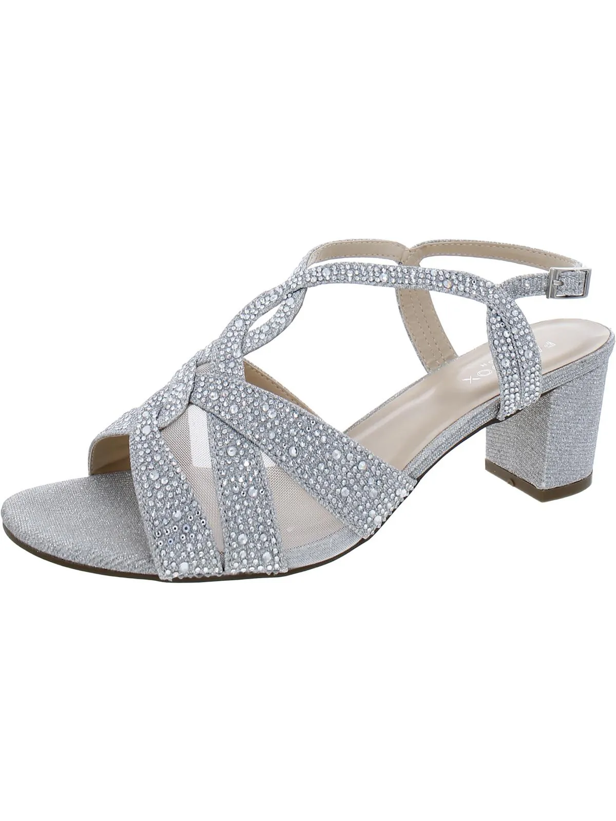Nadia Womens Embellished Ankle Strap Heels