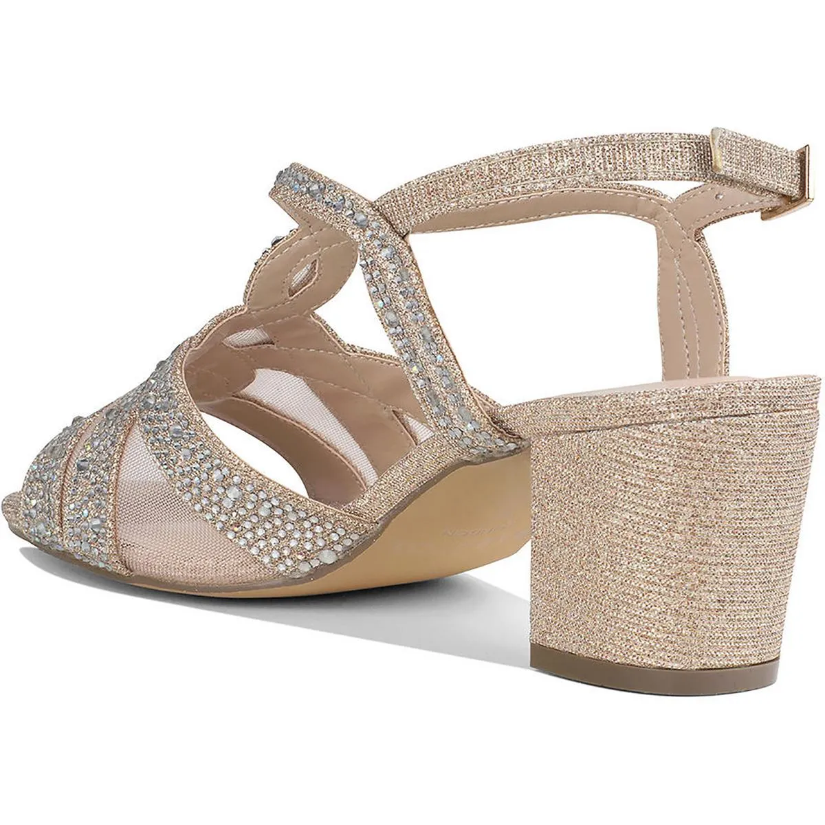 Nadia Womens Embellished Ankle Strap Heels