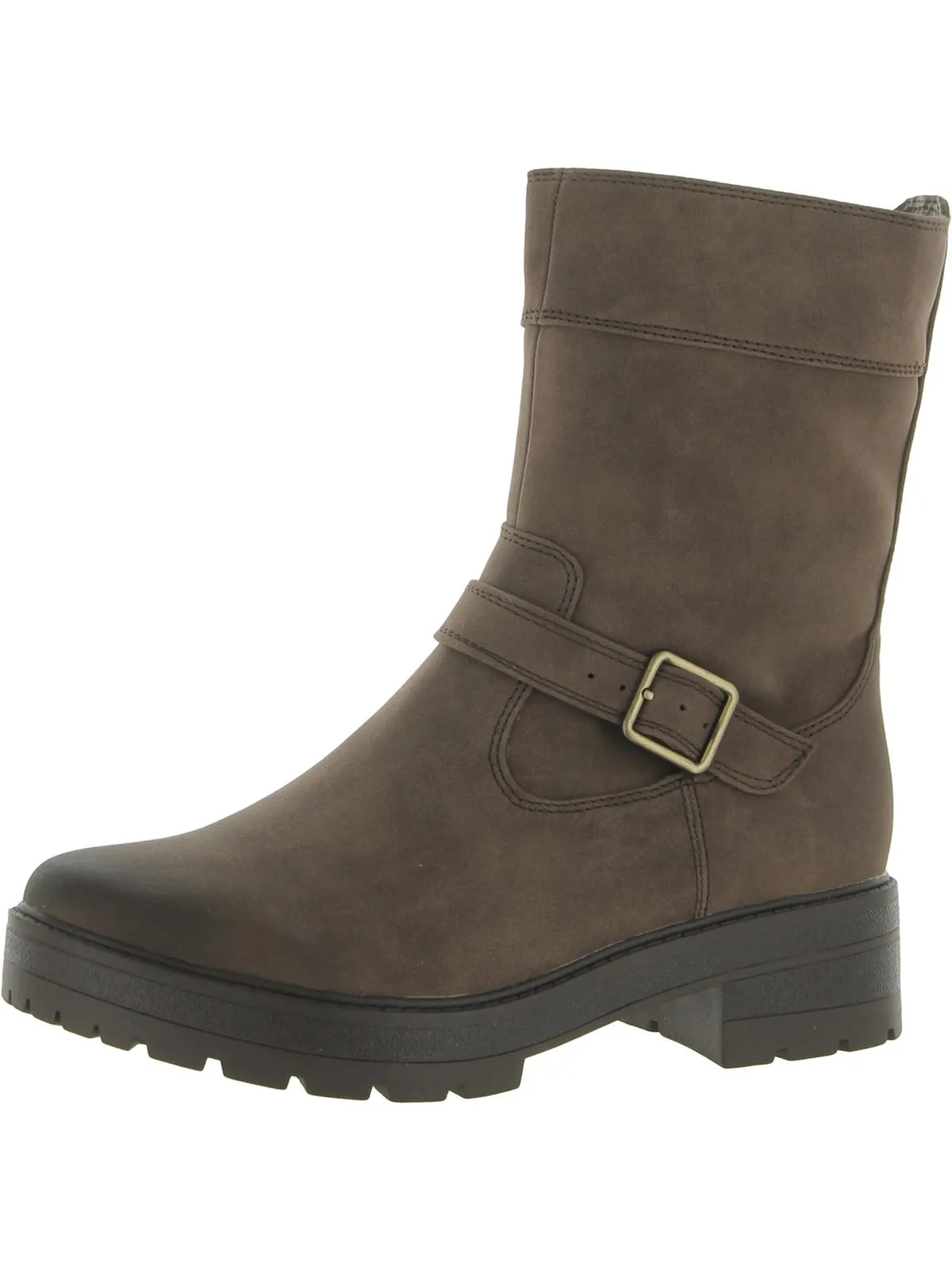 Newport     Womens Faux Leather Block Heel Mid-Calf Boots