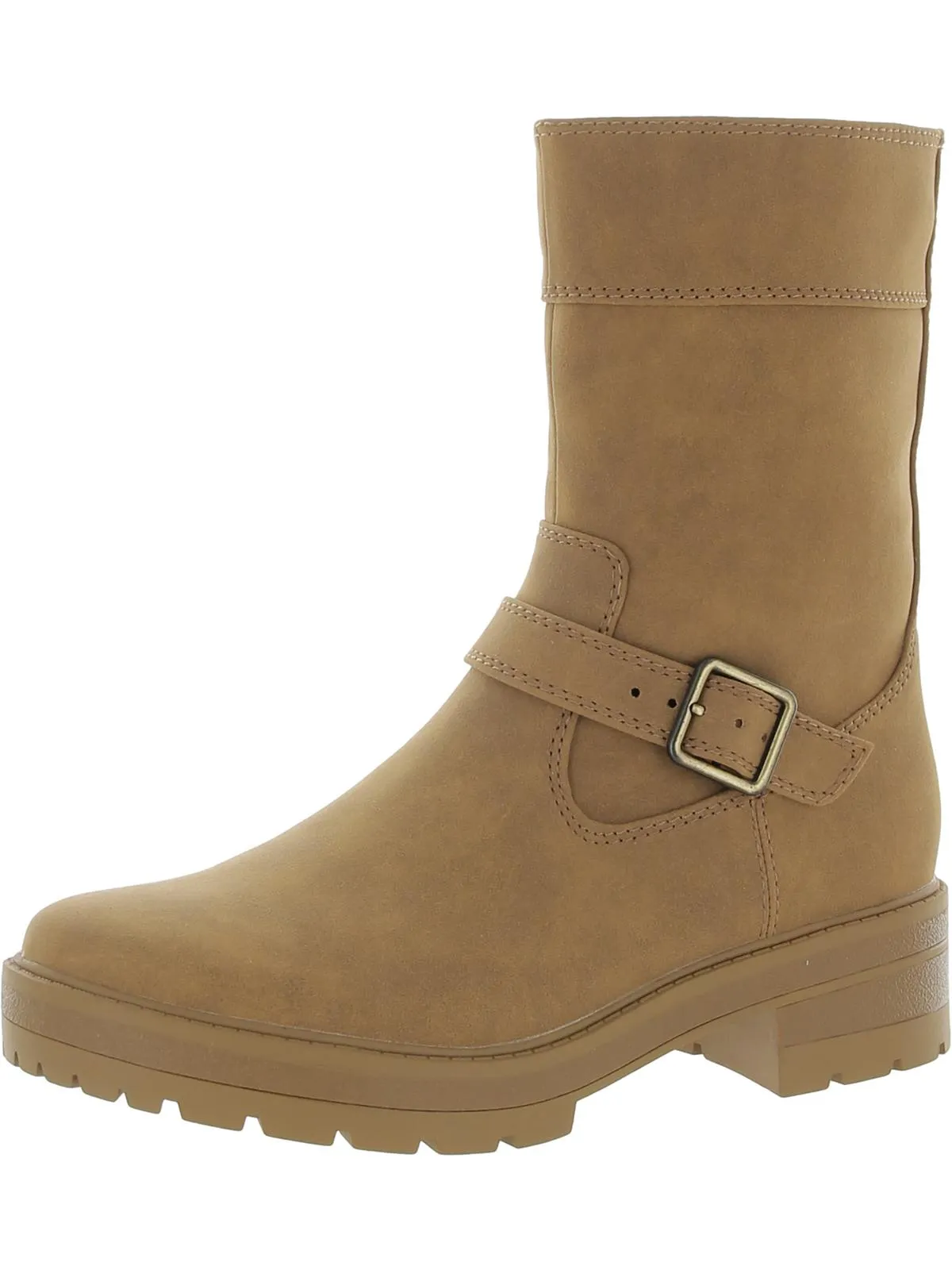 Newport     Womens Faux Leather Block Heel Mid-Calf Boots