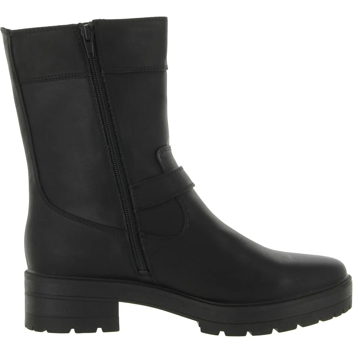 Newport     Womens Faux Leather Block Heel Mid-Calf Boots