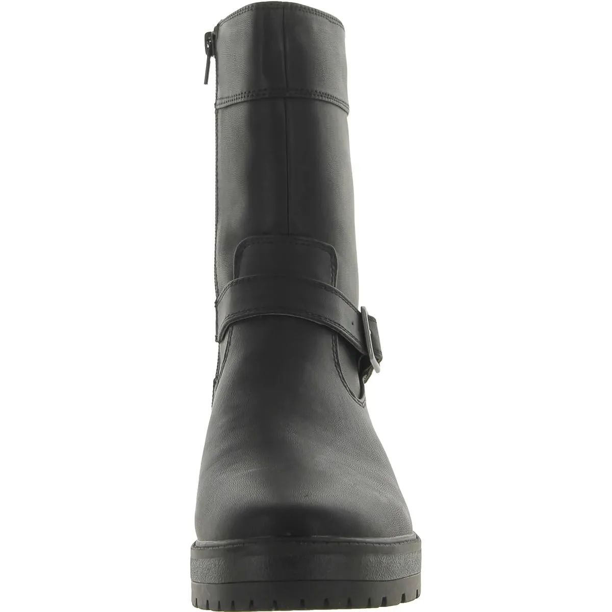 Newport     Womens Faux Leather Block Heel Mid-Calf Boots