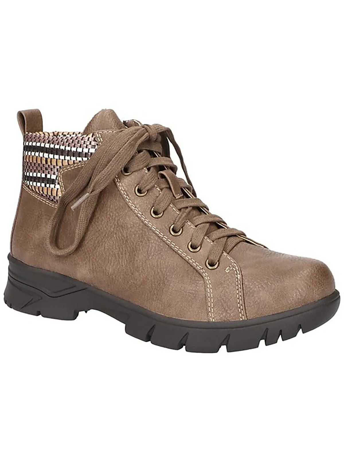 Nico Womens Faux Leather Woven Ankle Boots