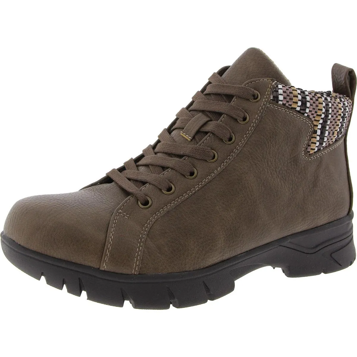 Nico Womens Faux Leather Woven Ankle Boots