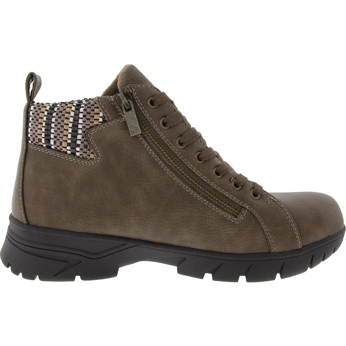 Nico Womens Faux Leather Woven Ankle Boots