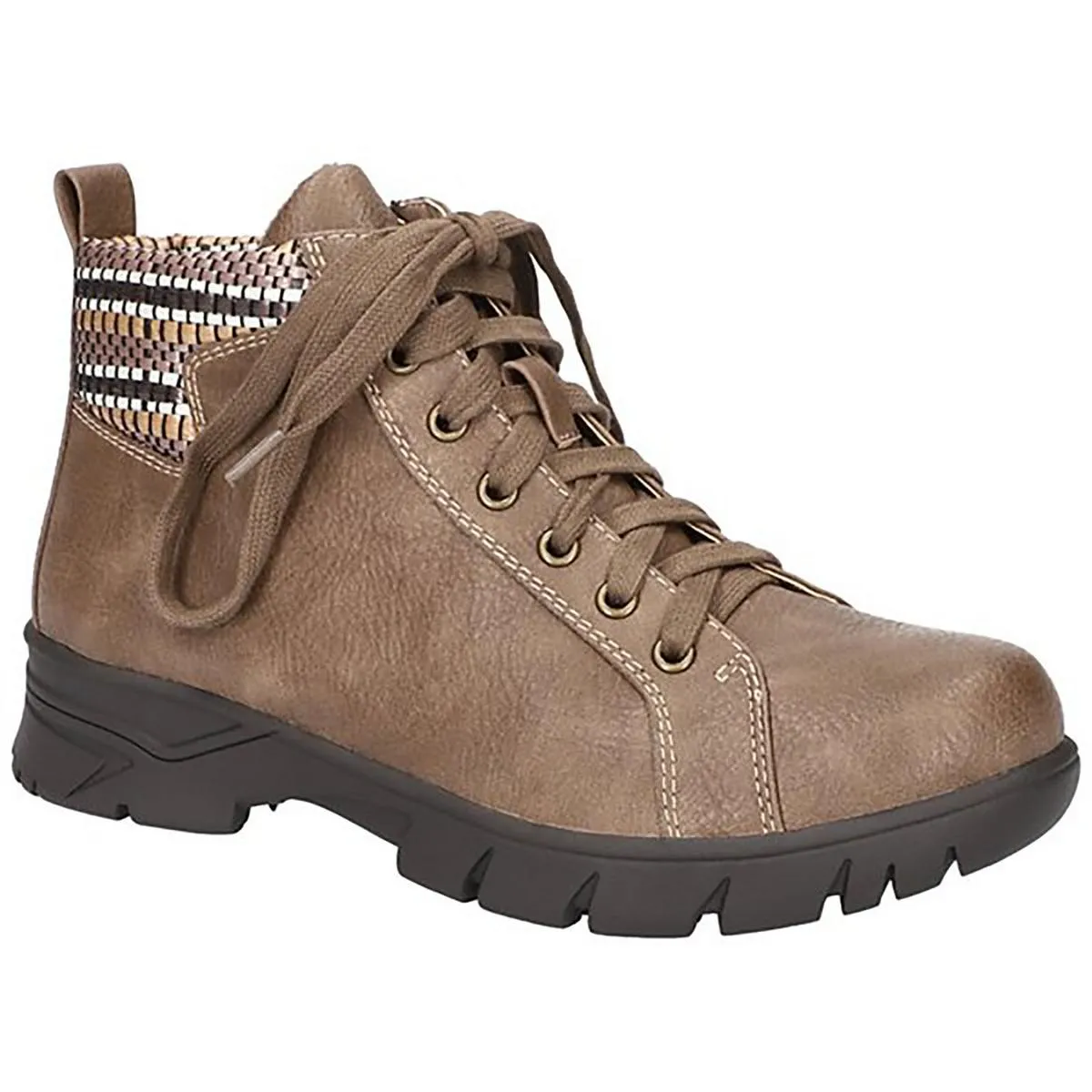 Nico Womens Faux Leather Woven Ankle Boots