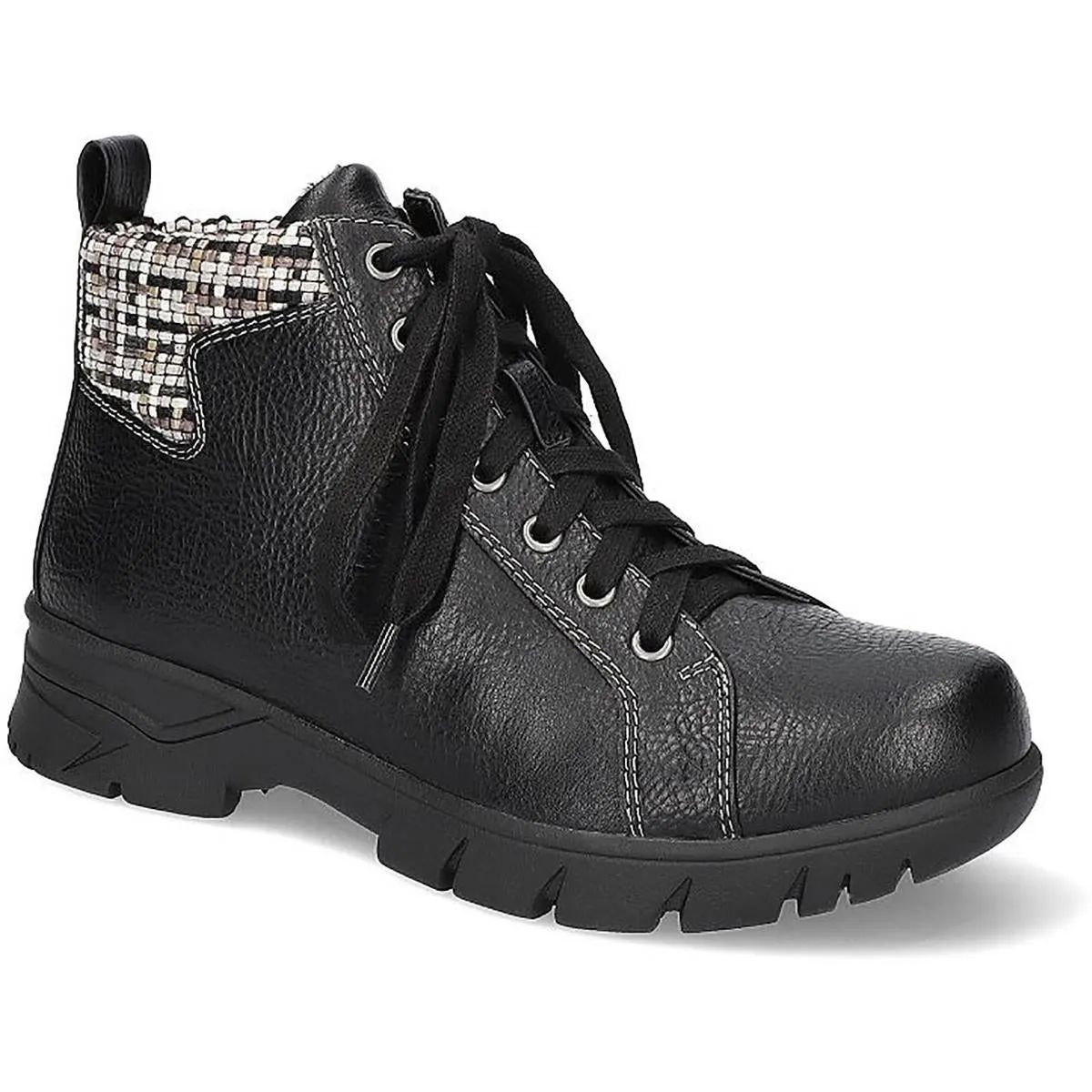 Nico Womens Faux Leather Woven Ankle Boots