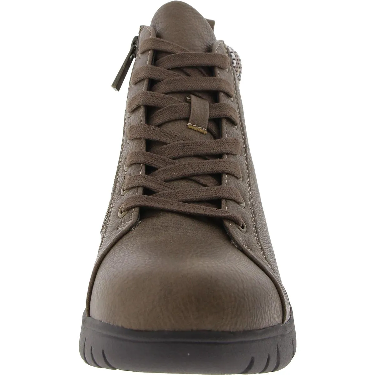 Nico Womens Faux Leather Woven Ankle Boots