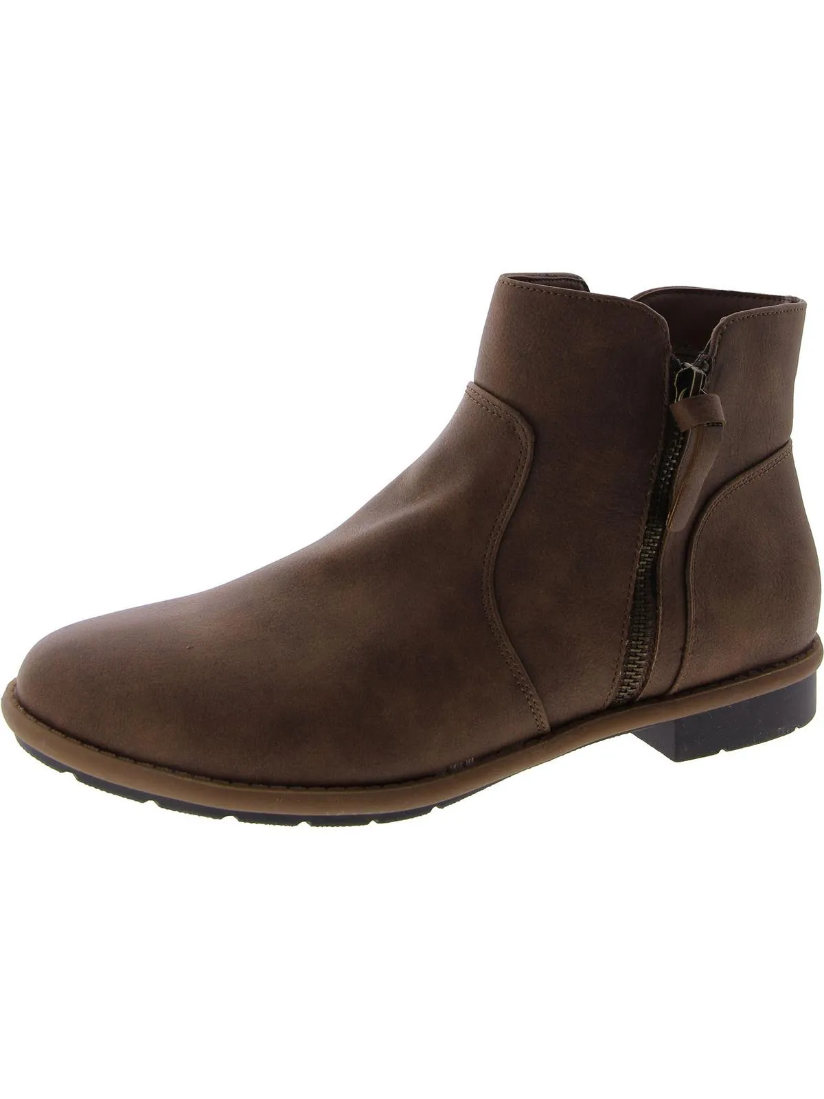 Oaklynn Womens Faux Leather Laceless Ankle Boots