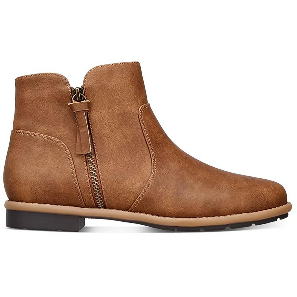 Oaklynn Womens Faux Leather Laceless Ankle Boots