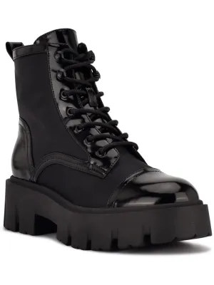 Obri 2 Womens Faux Leather Ankle Combat & Lace-up Boots