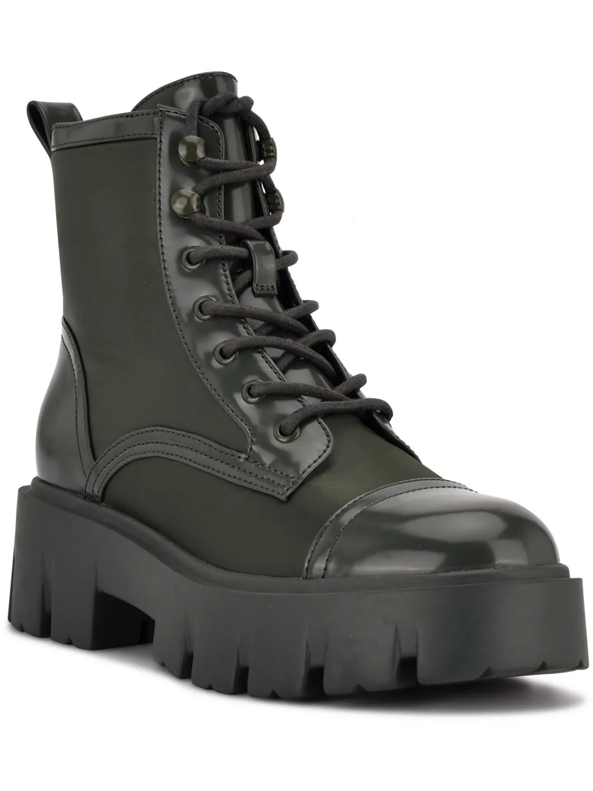Obri 2 Womens Faux Leather Ankle Combat & Lace-up Boots
